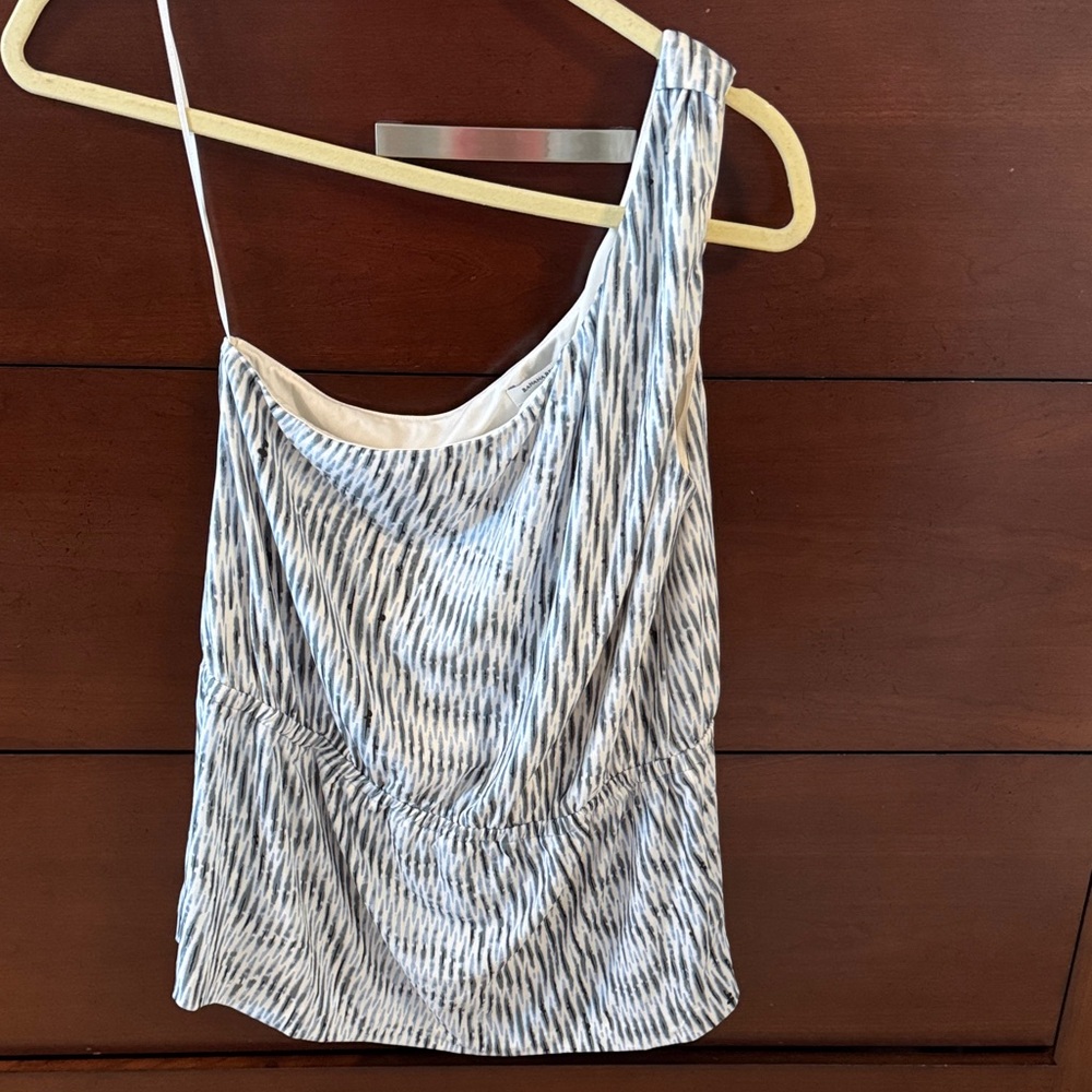 Women’s One-Shoulder Sleeveless Top in White and Navy